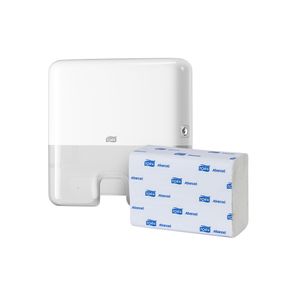 Tork Dispensador Toalla Xpress Elevation Blanco + Toalla Interdoblada Advanced 12 Paq / 250 hjs